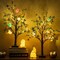 2 Pack Easter Lighted Tree Decoration, 26 Inch 24 LED Battery Operated Pre-lit Egg Tree with Timer
